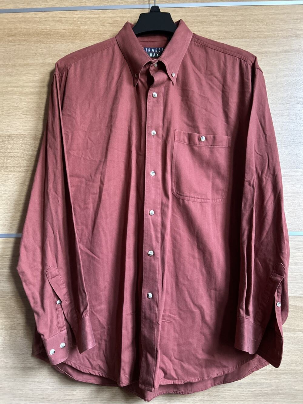 Trader Bay Men’s Sz Large Long Sleeve Button Down heavyweight 100% Cotton Shirt